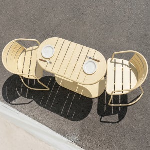 파르 2인 야외 테이블 세트 철제 카페 테라스 1000mm, 레몬옐로