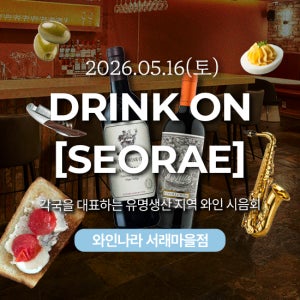 5/16(토) 15시 드링크 온 서래 (Drink On Seorae) in 와인나라 서래마을점 (1인당)