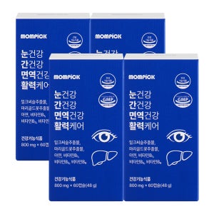 맘픽 눈건강 간건강 면역건강 활력 케어 밀크씨슬 루테인 아연 영양제 60캡슐, 4개