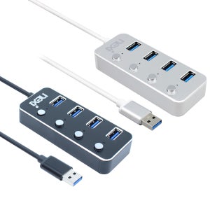 넥시 블랙 USB3.0 4포트 멀티 허브 고속 데이터 전송 무전원 확장 분배기 메탈