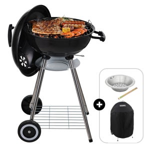 캠핑몽 애플 47 대형 바베큐그릴 세트 원형 직화 훈제 캠핑 화로 숯불 야외 펜션 BBQ