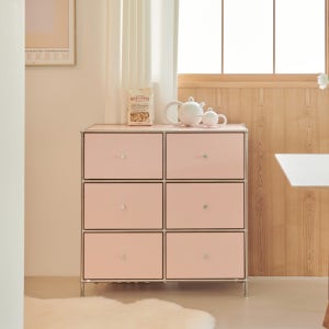 가구페스타 컴팩트 컬러 모듈 서랍장 W800, 3단, 핑크
