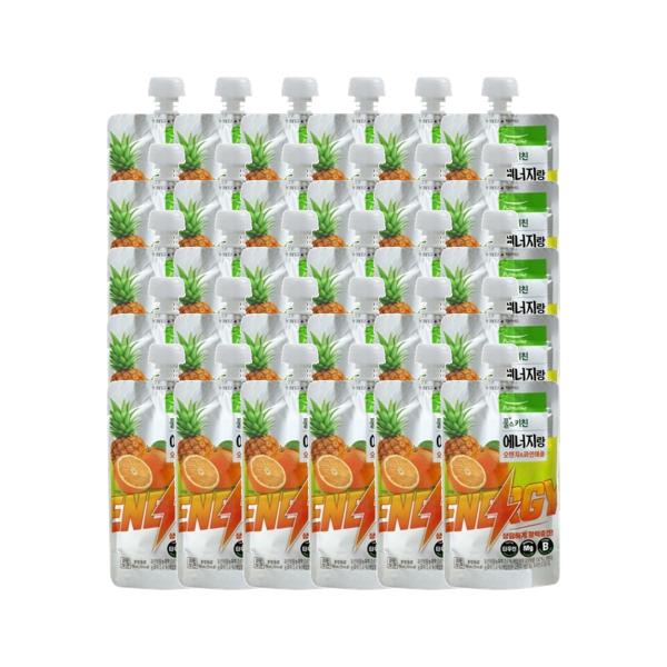 에너지랑 오렌지&amp;파인애플 <b>풀무원</b> 150ml 30개 과일주스 카페 간식 아침 <b>운동</b>
