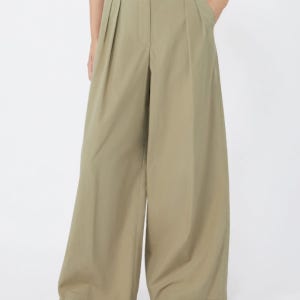 26SS 막스마라 WKDBENDA 벤다 와이드 코튼 포플린 팬츠 025 올리브그린