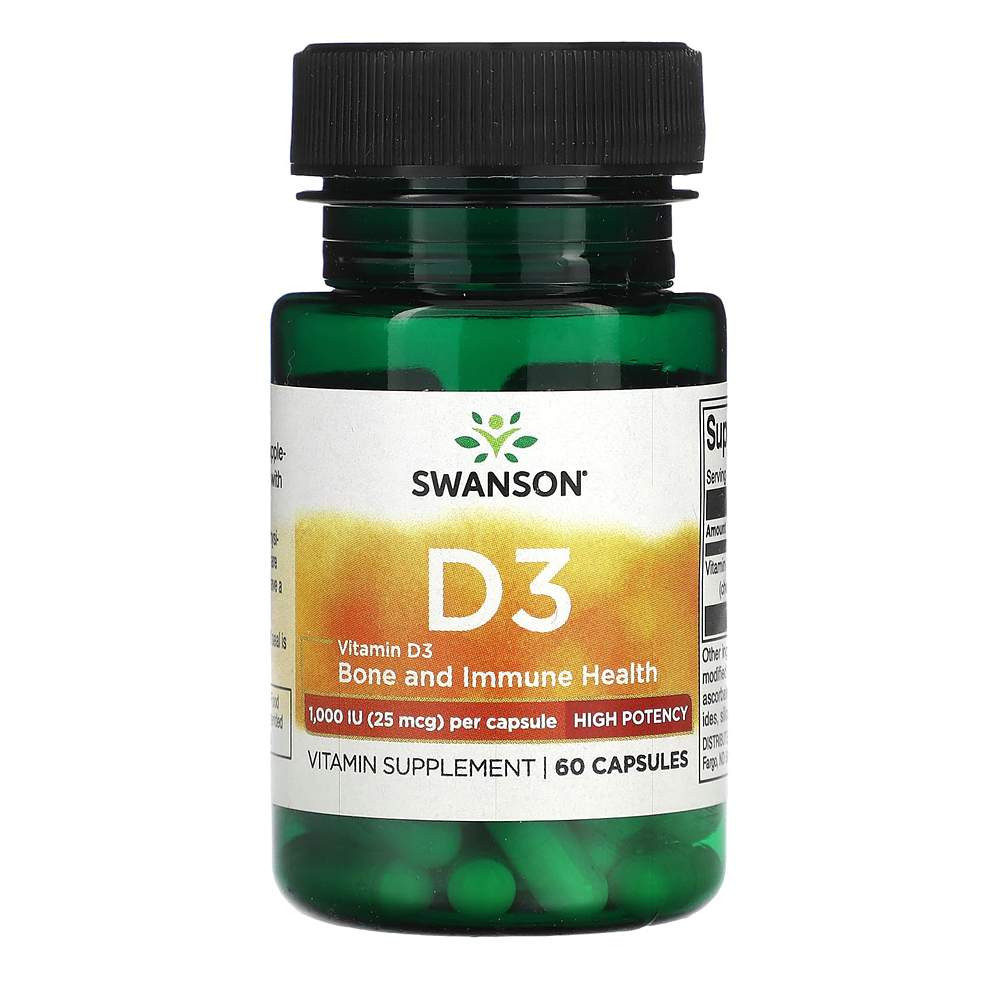 스완슨 비타민<b>D3</b> <b>25mcg</b>본 <b>이뮨</b> (1000IU) 캡슐 60정