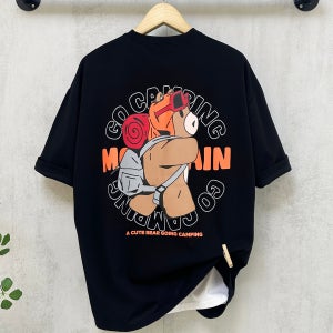 남여공용 여름 반팔 마운틴 곰돌이 프린팅 오버핏 레터링 아이스 쿨링 분또 여행 티셔츠