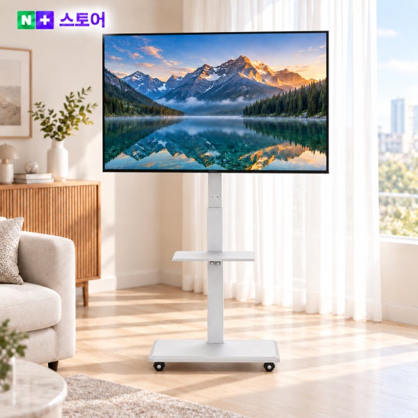 이동식 TV스탠드 대형 티비거치대 LG 삼성 호환 브라켓 좌우회전 높이 조절 이젤형