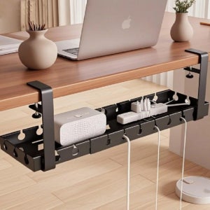 무타공 멀티탭 정리함 책상 선정리 선반 길이조절 컴퓨터 전선 케이블 공유기 거치대 콘센트함