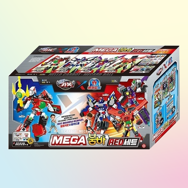 헬로카봇 <b>x</b> 메카드볼 <b>메가</b>붐바 레드세트 변신로봇 장난감 세트
