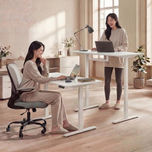 모디슨 모션데스크 전동높이조절 원목 스탠딩책상 1800x770mm, 네츄럴우드+화이트프레임 듀얼모터