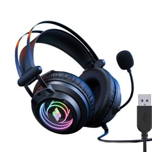 넥시 고감도 7.1채널 헤드셋 컴퓨터 USB 게이밍 RGB 게임용 마이크 오버이어 헤드폰