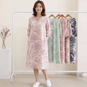 여성 여름 인견 롱 원피스 뚜왈 드 주이 데일리 홈웨어 잠옷