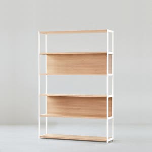 [두닷] 콰트로 1200 철제책장 1200x300x1774mm, 5단, 덴버오크+에어화이트
