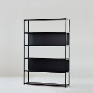 [두닷] 콰트로 1200 철제책장 1200x300x1774mm, 5단, 블랙오크+딤블랙