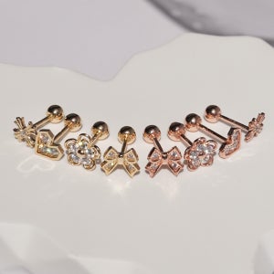 14K 데일리 레이어드 미니 골드 피어싱 컬렉션