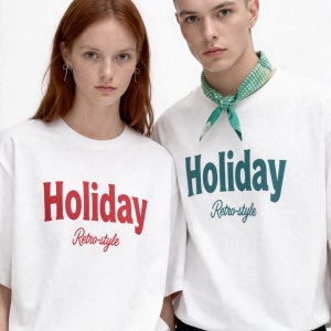 더세컨블로우 16수 도톰 세미오버핏 반팔 커플 그래픽 티셔츠 The Holiday