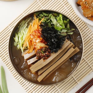명인이 만든 전통 도토리묵 2팩+묵사발 육수 2팩 참도깨비 묵밥,무침