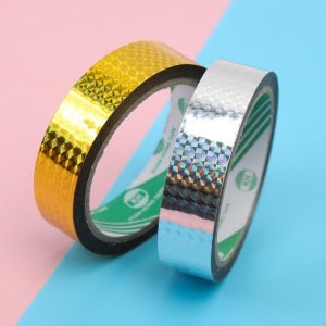 홀로그램 금색 은색 테이프 2.4cm 50 미터 반짝이 다꾸 스티커 포장 꾸미기 입체