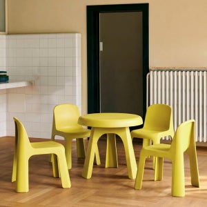 야외 플라스틱테이블세트 피키 4인세트 야외의자 카페가구 테이블1개+의자4개, 라임옐로우