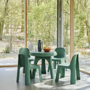 야외 플라스틱테이블세트 피키 4인세트 야외의자 카페가구 테이블1개+의자4개, 세이지그린