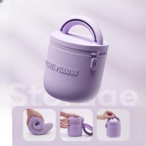 휴대용 여행용 목베개 공기 주입식 컴팩트 케이스 포함 비행기 차량용 필로우