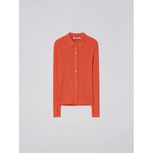 이안 조 RIBBED COLLAR KNIT CARDIGAN (SUNSET ORANGE)