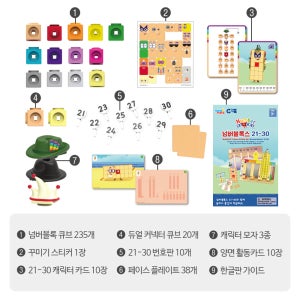 기초수학 아동교구 넘버블럭스 큐브 21-30 학습카드 세트 어린이집