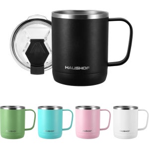 HAUSHOF 이중 스텐 머그컵 뚜껑 보온 보냉 300ml 아이스 그린