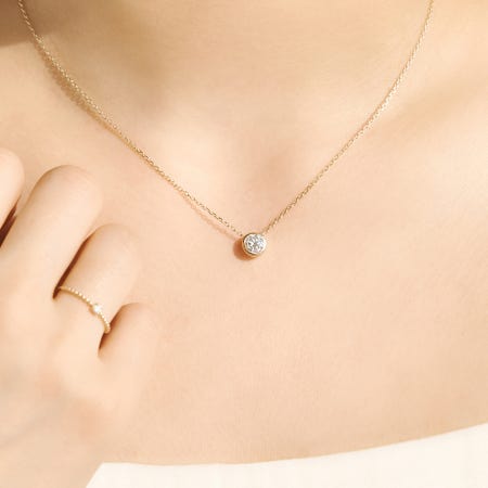 랩다이아 목걸이 3부 5부 베젤 모이사나이트 다이아 목걸이 14k 18k
