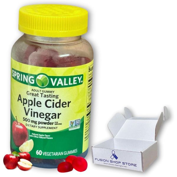 애플 사이다 비니거 혈당 <b>스프링 밸리</b> 사 식초 구미 500mg 60Ct(팩 1) 퓨전 샵 스토어에서 박스 포장