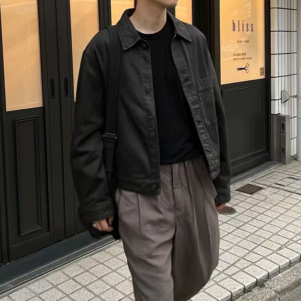 왁스코팅 블랙 데님 루즈핏 트러커 TYPE1 청자켓