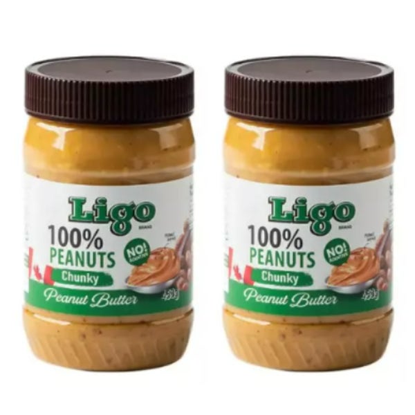 LIGO 100% 내추럴 땅콩버터 땅콩잼 453g 청키 2개