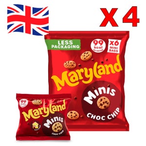 4개 메릴랜드 미니 초코칩 쿠키 6봉 소포장 멀티팩 영국 간식, Maryland