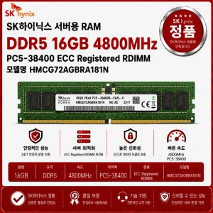 SK하이닉스 서버용 RAM DDR5 16GB 4800 PC5 38400 ECC REG HMCG78MEBRA174N