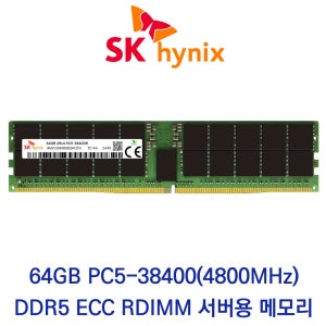 SK하이닉스 서버용 64GB DDR5 4800 PC5-38400 ECC/REG 벌크패키지