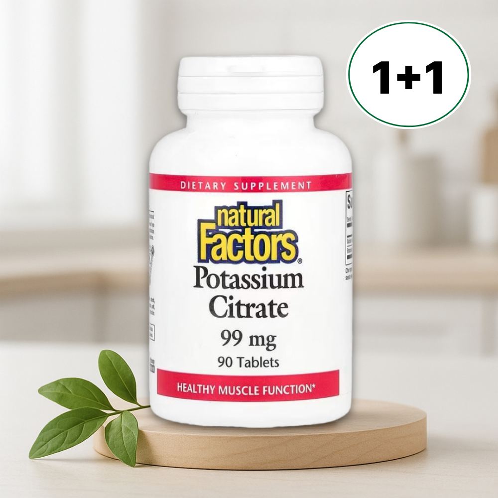 내추럴팩터스 <b>포타슘 시트레이트 99mg</b> 칼륨 미네랄 90정, 2개