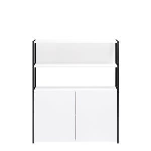 [두닷] 콰트로 수납형 철제책장 1200x300x1429mm, 4단, 에어화이트+딤블랙