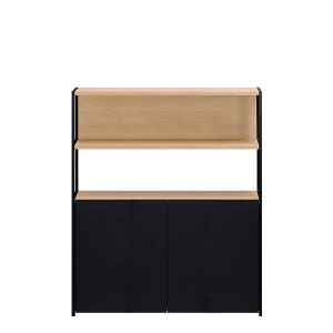 [두닷] 콰트로 수납형 철제책장 1200x300x1429mm, 4단, 덴버오크+딤블랙