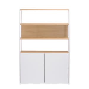 [두닷] 콰트로 수납형 철제책장 1200x300x1774mm, 5단, 덴버오크+에어화이트