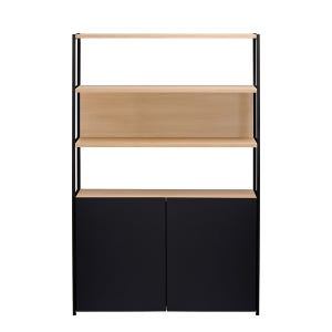 [두닷] 콰트로 수납형 철제책장 1200x300x1774mm, 5단, 덴버오크+딤블랙