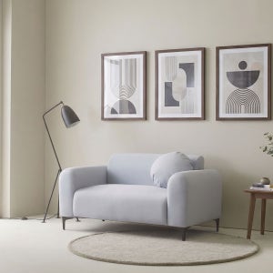 허그 아쿠아텍스 푹신한 미니 원룸 기능성 페브릭 쇼파 스툴미포함, 연그레이, 2인용