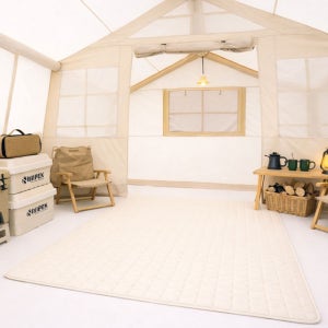 캠핑 에어매트 전용 패드 아이보리 모서리 고정밴드