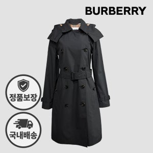 버버리 여성 트렌치코트 후드 81222421 텔포드 벨티드 블랙