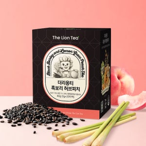더리옹티 국내산 무카페인 블랙보리 대용량 흑보리 레몬그라스 피치 티백 2g, 20개입, 1개