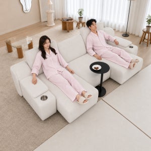 아페르토 4세대 이지클린 패브릭 무빙 슬라이딩 리클라이너 모션 소파 수납형(컵홀더), 4인용
