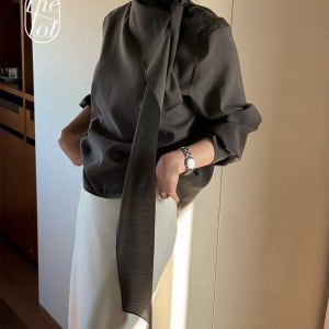(일부당일) [20%쿠폰다운][bronze] 브론즈 폴트 드레이프 스카프 블라우스 (3color)