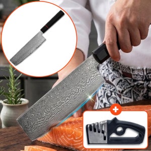 다마스커스 미니 중식도 부엌칼 주방칼 중식 셰프나이프 식칼 스텐 사각 식도