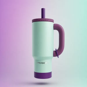 프라데라 손잡이 대용량 텀블러 스테인리스 304 빨대 보온 보냉 1.2L, 민초포도, 1개