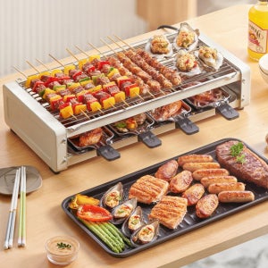 전기그릴 대형 가정용 고기 와이드 불판 식탁 캠핑 꼬치구이 숯불 바베큐 조리 다용도