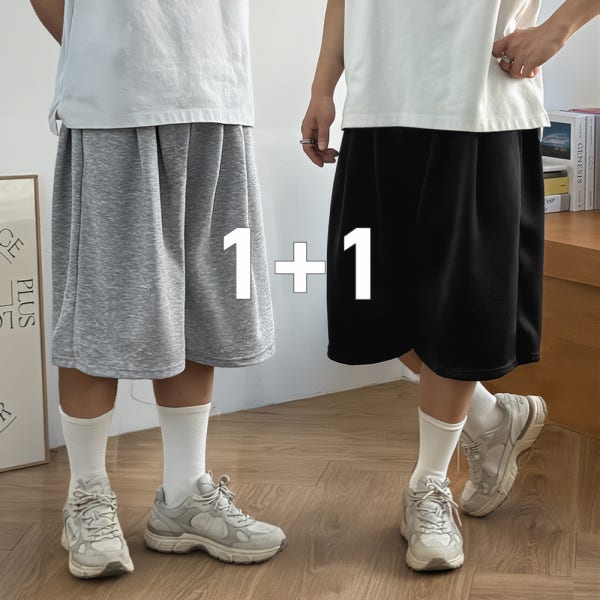 1+1 남자 버뮤다팬츠 반바지 7부 와이드 오버핏